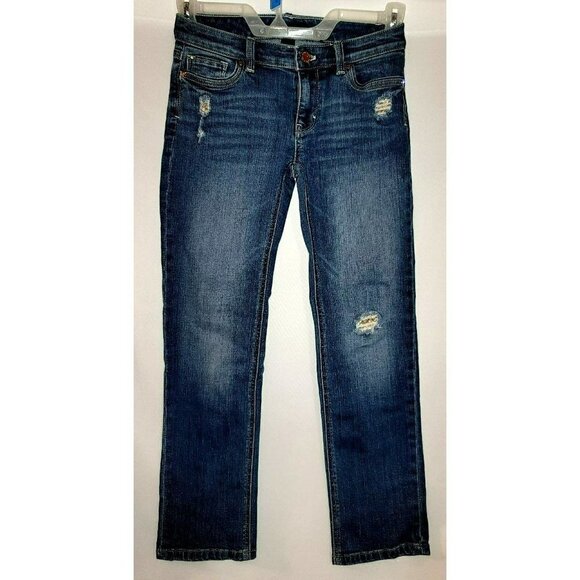 WHBM Crop Straight Leg Sequin Destressed Feel Beautiful Jean - Size 00 - Picture 1 of 11